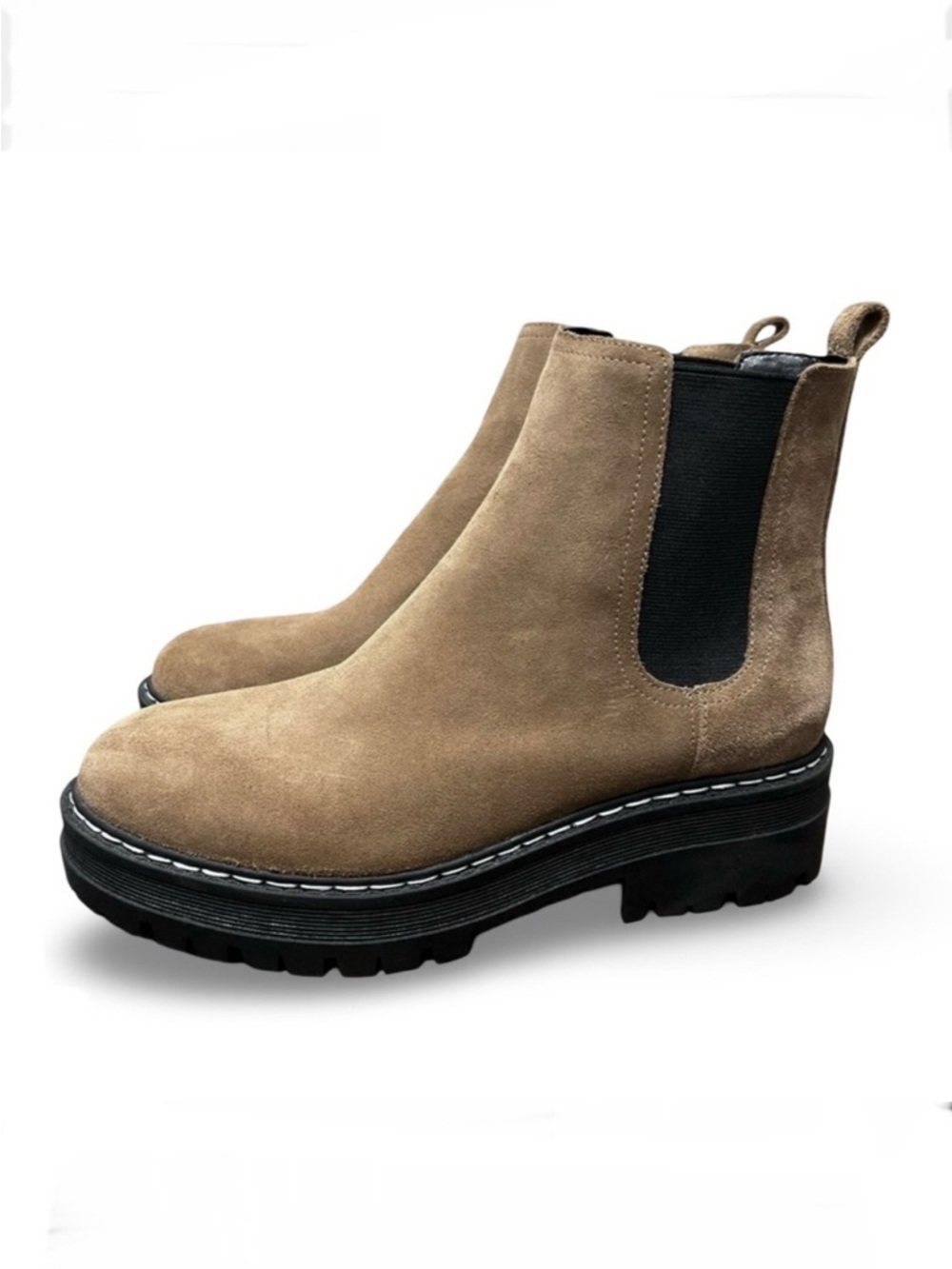 Marc Fisher Padmia Suede Leather Platform Chelsea Lug Sole Ankle Boots Sz 8.5 - Picture 2 of 7
